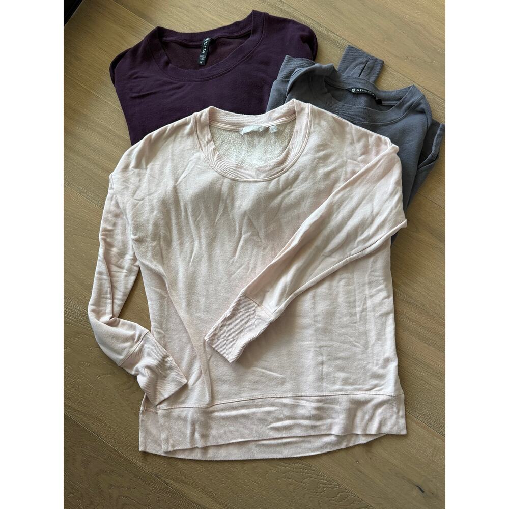 Set 3 Athleta Womens Luxe Coaster Sweatshirts Pink Grey Burgandy Medium M